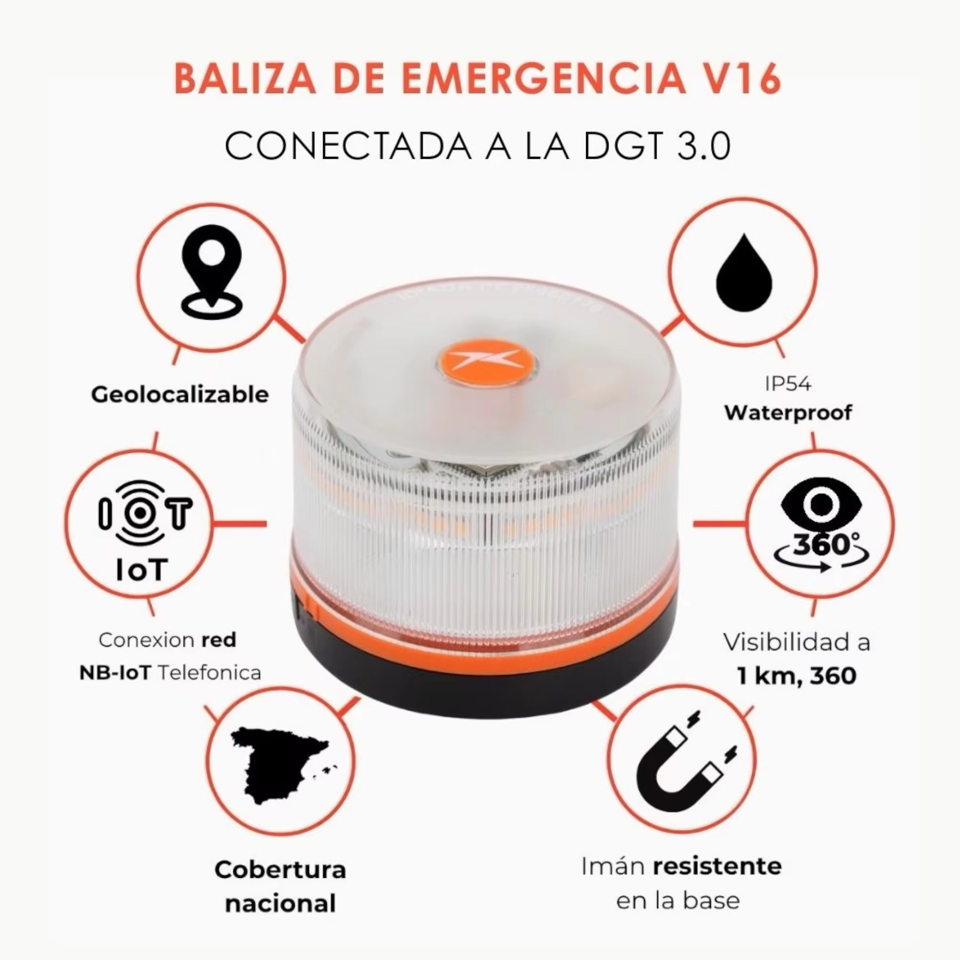 2026 Ultima Version Luz Emergencia Coche Homologado DGT, Con SIM Y Datos Pagados Hasta 2038, Baliza V16 Homologada Dgt Con Geolocalizador, Obligatoria Enero 2026, Luz V16 Con Geolocalización 3.0, Aprobada Por DGT 3190
