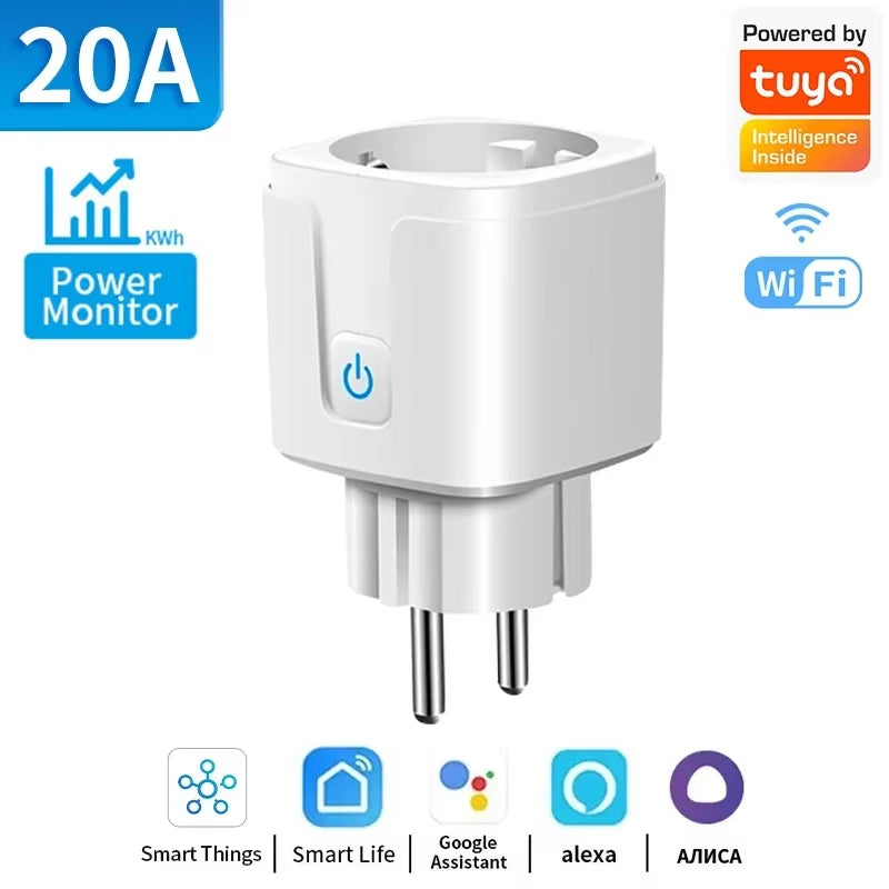 TNCE Tuya Wifi/Zigbee3.0 Enchufe Inteligente Enchufe De La UE 16/20A Monitor De Potencia Control Remoto Aplicación Smart Life Control Remoto Alexa