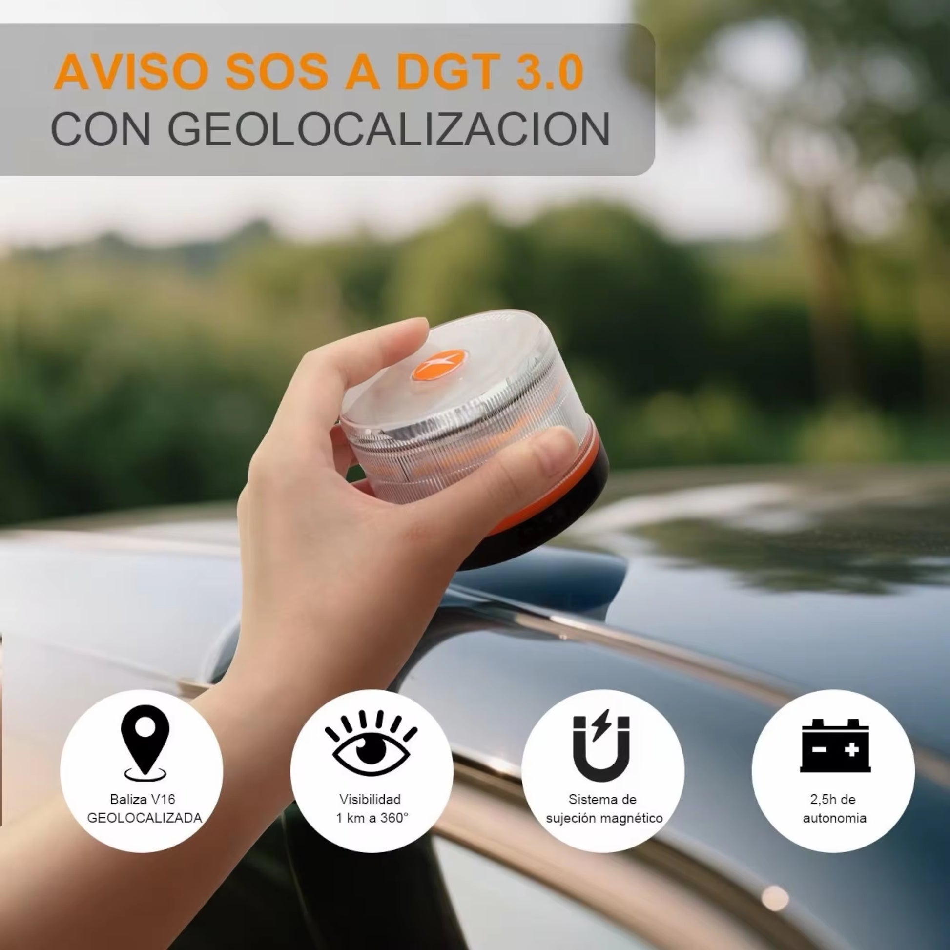2026 Ultima Version Luz Emergencia Coche Homologado DGT, Con SIM Y Datos Pagados Hasta 2038, Baliza V16 Homologada Dgt Con Geolocalizador, Obligatoria Enero 2026, Luz V16 Con Geolocalización 3.0, Aprobada Por DGT 3190
